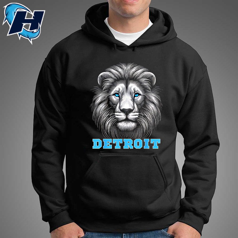 Detroit Lions Tee Shirts Head Of Lion With Blue Eyes Shirt