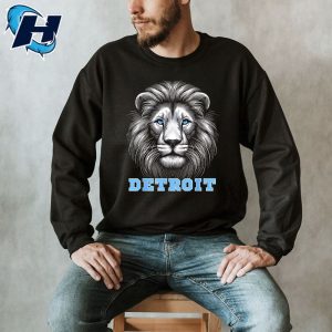 Detroit Lions Tee Shirts Head Of Lion With Blue Eyes Shirt 3
