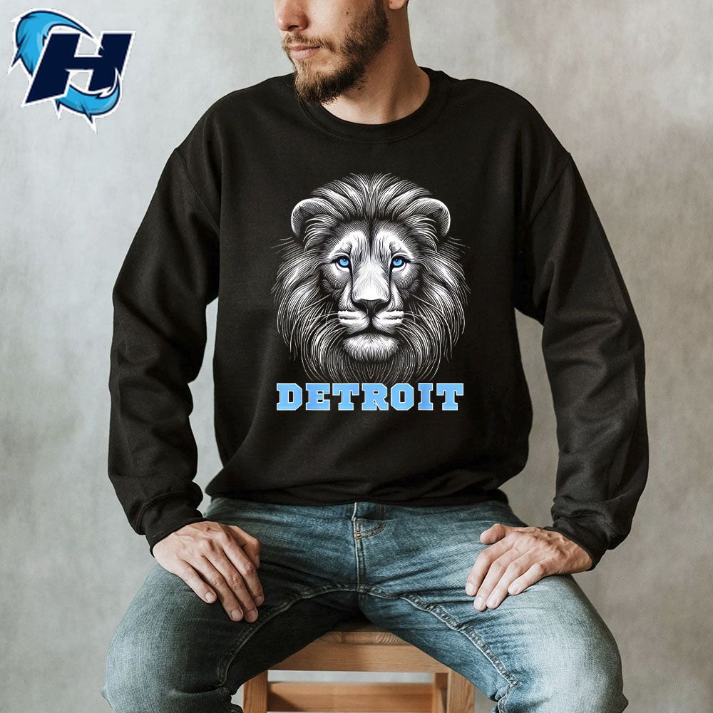 Detroit Lions Tee Shirts Head Of Lion With Blue Eyes Shirt