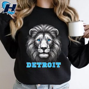 Detroit Lions Tee Shirts Head Of Lion With Blue Eyes Shirt 4
