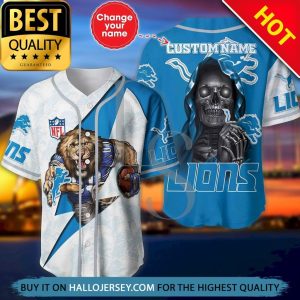 Detroit Lions The Reaper Custom Name Baseball Jersey