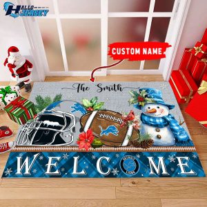 Detroit Lions Welcome Christmas Football Doormat 2