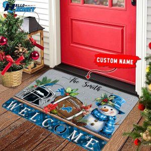 Detroit Lions Welcome Christmas Football Doormat 3