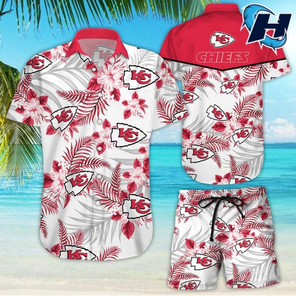 Football American Pattern Flowers Kansas City Chiefs 3D Hawaiian Shirt