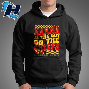 Groovy Travis Kelce Shirt Karma Is the Guy On The Chiefs T Shirt 3