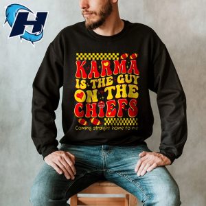 Groovy Travis Kelce Shirt Karma Is the Guy On The Chiefs T Shirt 4