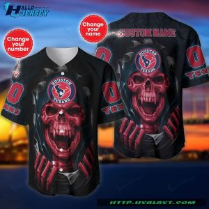 Houston Texans American Football Team Vampire Skull Baseball Jersey