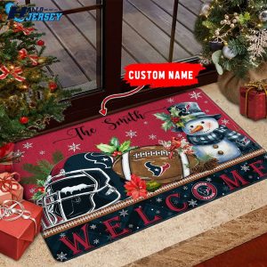 Houston Texans Welcome Christmas Football Doormat 1