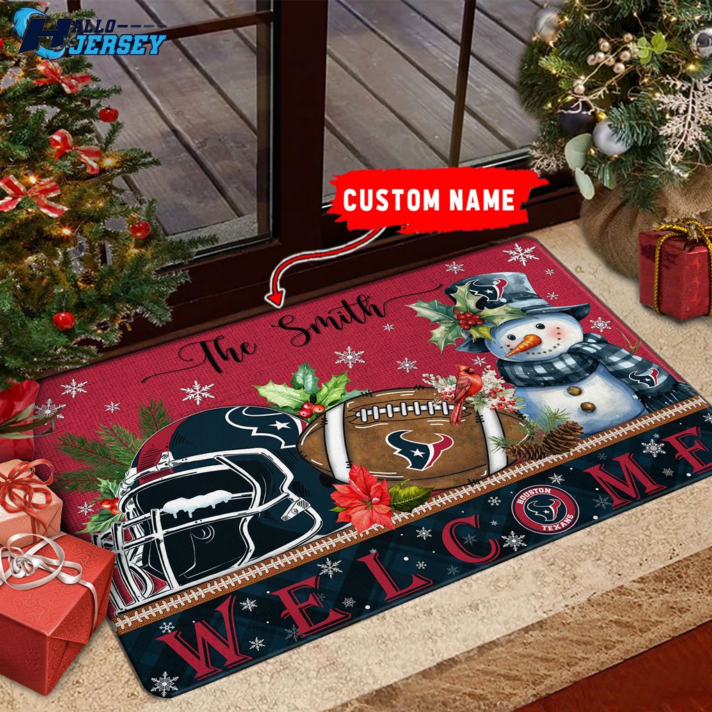 Houston Texans Welcome Christmas Football Doormat