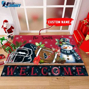 Houston Texans Welcome Christmas Football Doormat 2