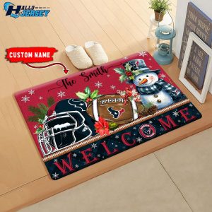 Houston Texans Welcome Christmas Football Doormat 4