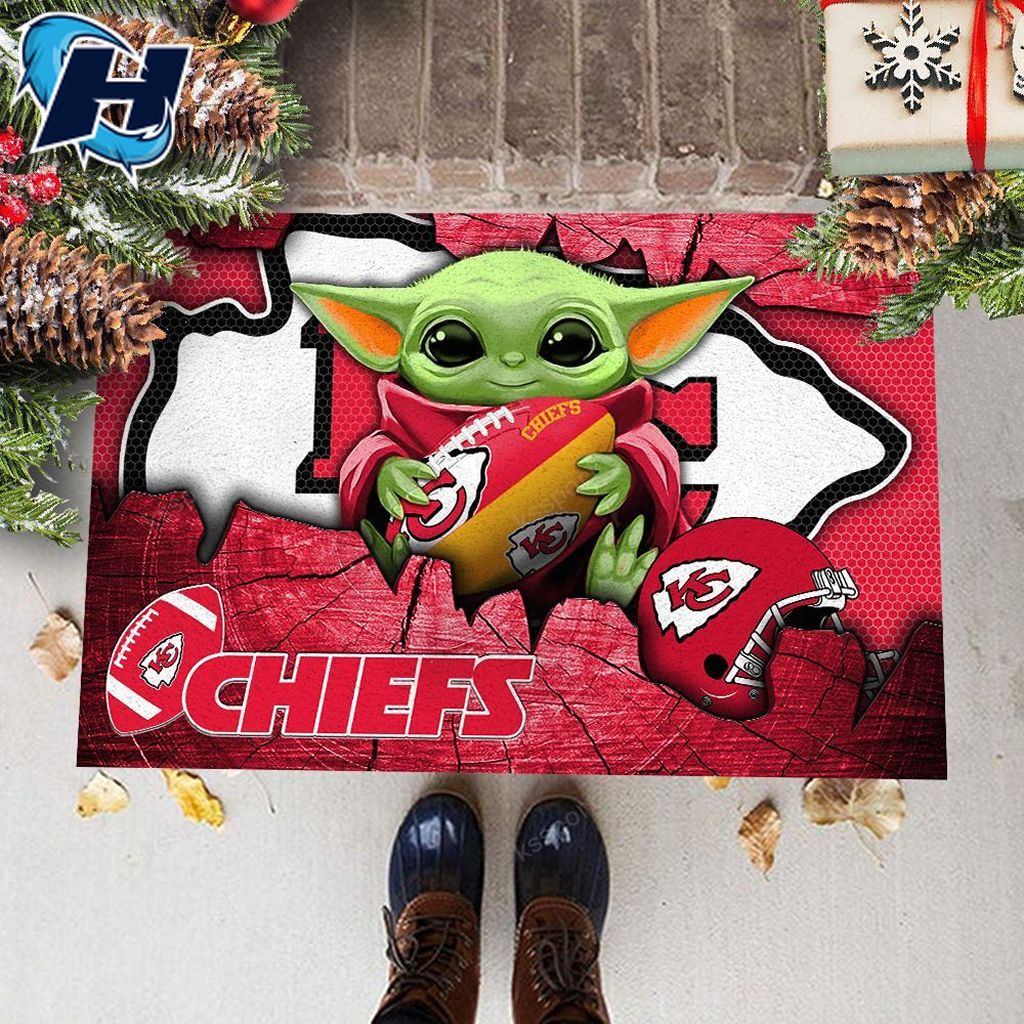Kansas City Chiefs Baby Yoda Home Decor Indoor Outdoor Nfl Doormat