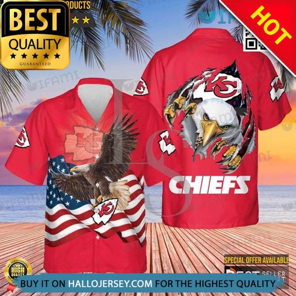 Kansas City Chiefs Eagles USA Flag Hawaii Shirt