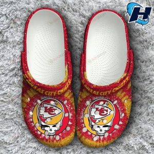 Kansas City Chiefs Logo Grateful Dead Pattern Crocs Red