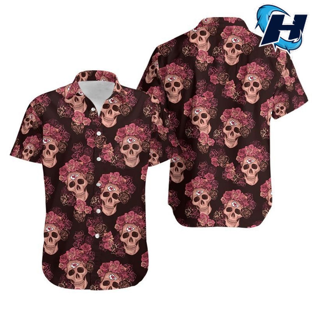 Kansas City Chiefs Mystery Skull And Flower Hawaii Shirt