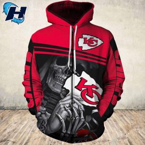 Kansas City Chiefs Skeleton Nfl All Over Print Hoodie