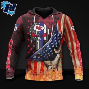 Kansas City Chiefs Skull American Flag Unisex Gift All Over Print Nfl Hoodie