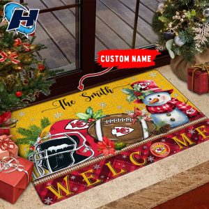 Kansas City Chiefs Welcome Christmas Football Doormat 1