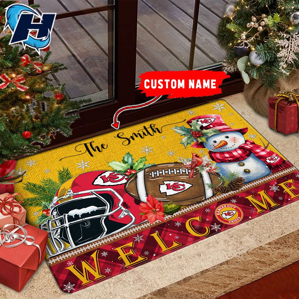 Kansas City Chiefs Welcome Christmas Football Doormat