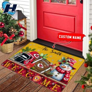 Kansas City Chiefs Welcome Christmas Football Doormat 3