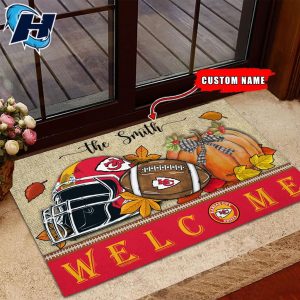 Kansas City Chiefs Welcome Fall Football Doormat 1