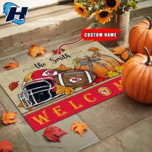 Kansas City Chiefs Welcome Fall Football Doormat 3