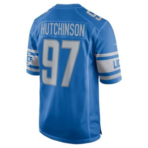 Mens Detroit Lions Aidan Hutchinson Jersey Blue 3