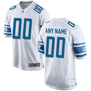 Mens Detroit Lions Personalized Custom Jersey White 1
