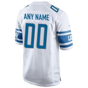 Mens Detroit Lions Personalized Custom Jersey White 3