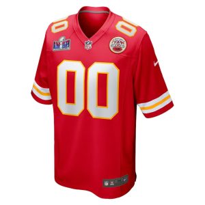 Mens Kansas City Chiefs Super Bowl LVIII Patch Custom Jersey Red 2