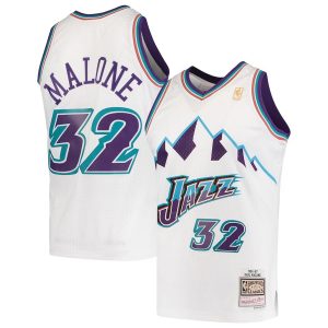 Men’s Karl Malone Utah Jazz 1996-97 Swingman Jersey White