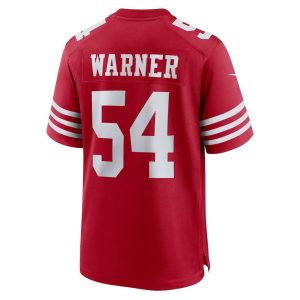 Mens San Francisco 49ers Fred Warner Scarlet Player Game Jersey 3