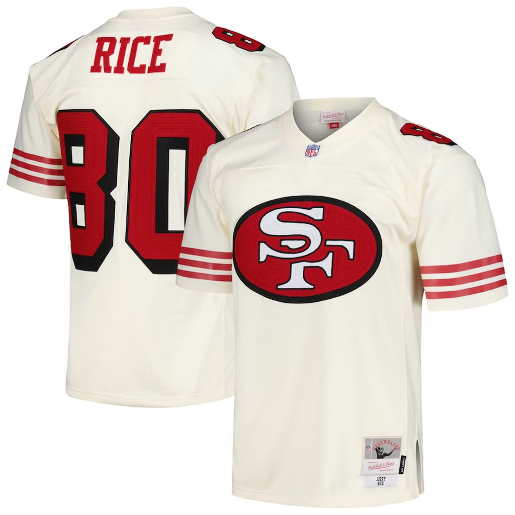 Men's San Francisco 49ers Jerry Rice Cream Chainstitch Legacy Jersey