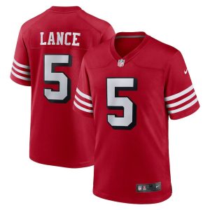 Mens San Francisco 49ers Trey Lance Scarlet Alternate Game Jersey 1
