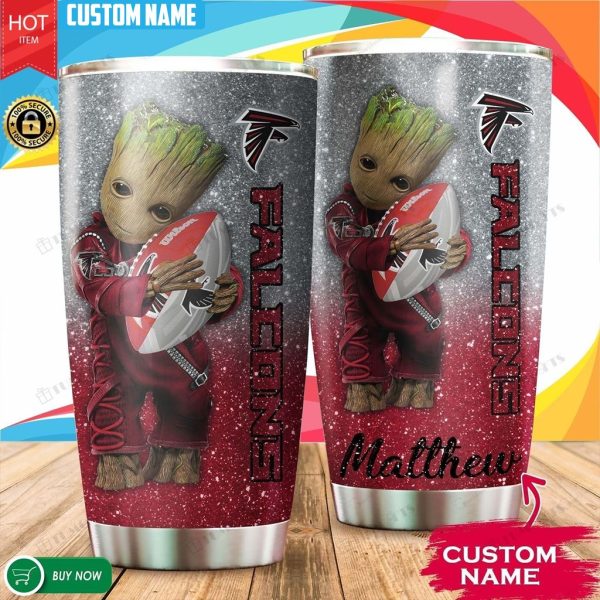 Personalized Atlanta Falcons Custom Baby Groot Hug Tumbler