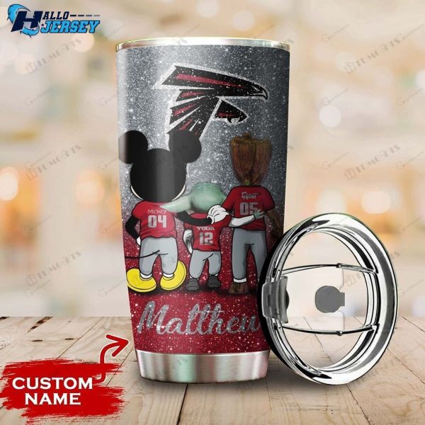 Personalized Atlanta Falcons Grogu Mickey Groot Custom Stainless Steel Tumbler