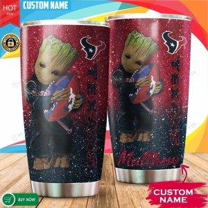 Personalized Baby Groot Hug Houston Texans 20oz Custom Stainless Steel Tumbler