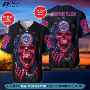 Personalized Buffalo Bills Vampire Skull Baseball Jersey Shirt