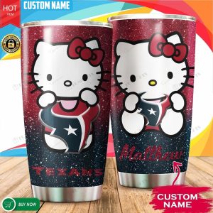 Personalized Hello Kitty Hug Houston Texans Custom Stainless Steel Tumbler