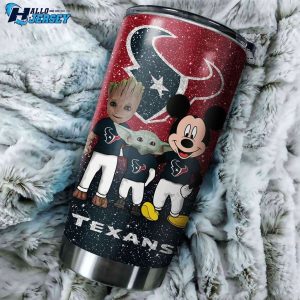 Personalized Houston Texans Grogu Mickey Groot Custom Stainless Steel Tumbler 1