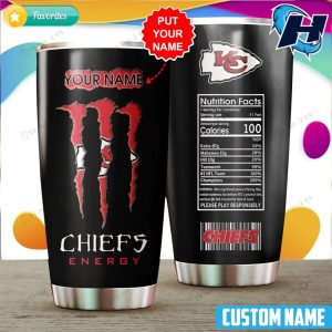 Personalized Kansas City Chiefs Energy Nutrition Facts Custom Tumbler