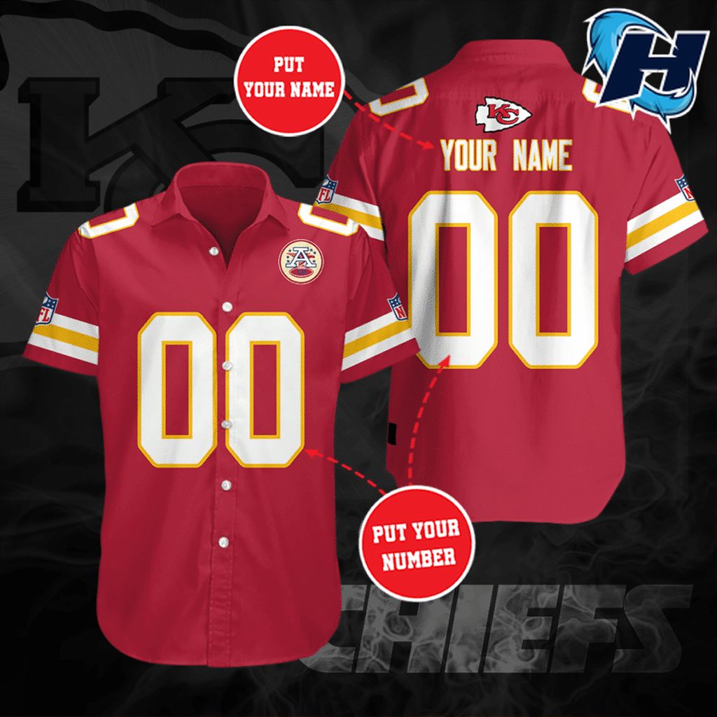 Personalized Kansas City Chiefs Custom Short Sleeve Dress Shirt