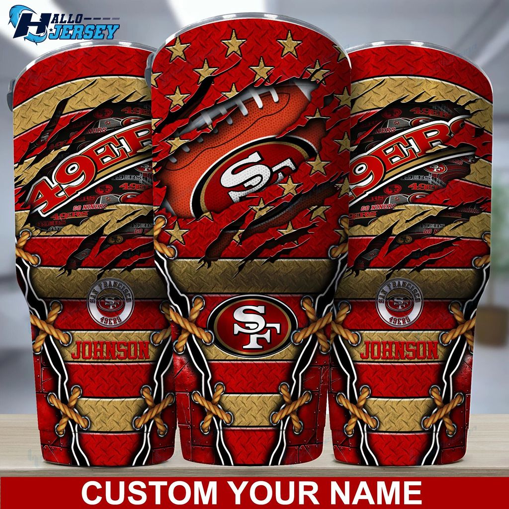San Francisco 49ers Logo Team Nfl Drinkware Custom Name Tumbler