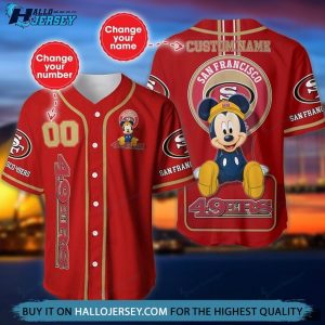 San Francisco 49ers Mickey Mouse Personalized Baseball Jersey