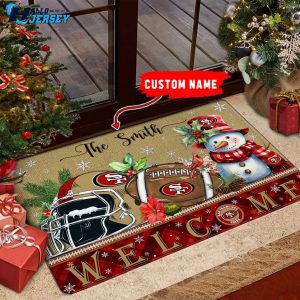 San Francisco 49ers Welcome Christmas Football Doormat 1