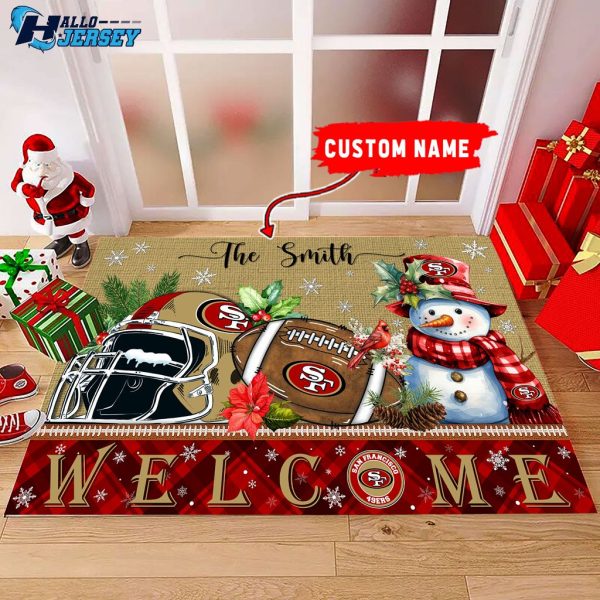 San Francisco 49ers Welcome Christmas Football Doormat