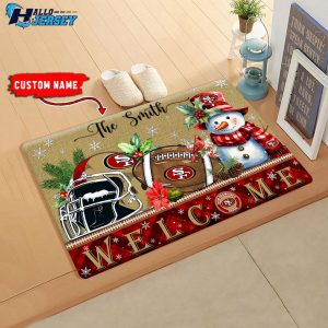 San Francisco 49ers Welcome Christmas Football Doormat 4