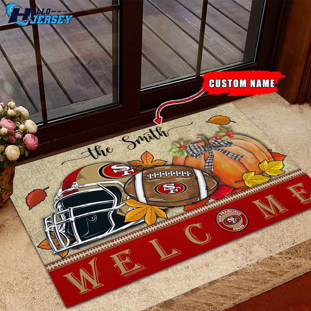 San Francisco 49ers Welcome Fall Football Doormat