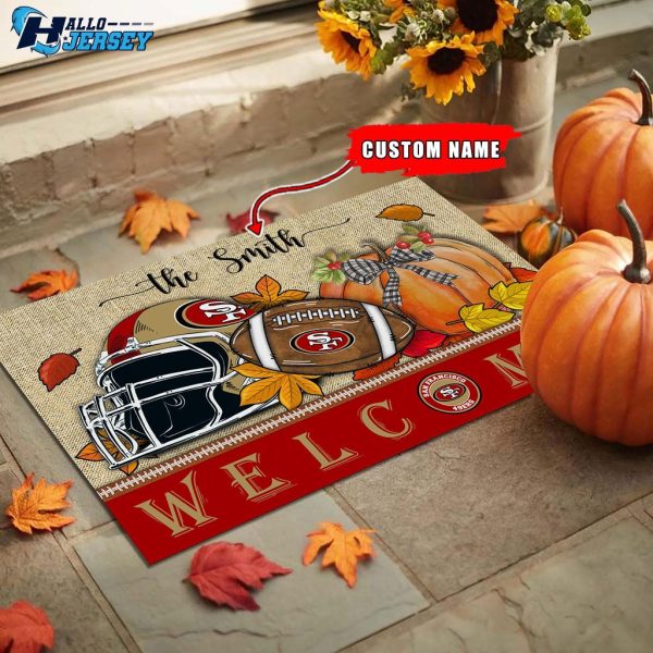 San Francisco 49ers Welcome Fall Football Doormat