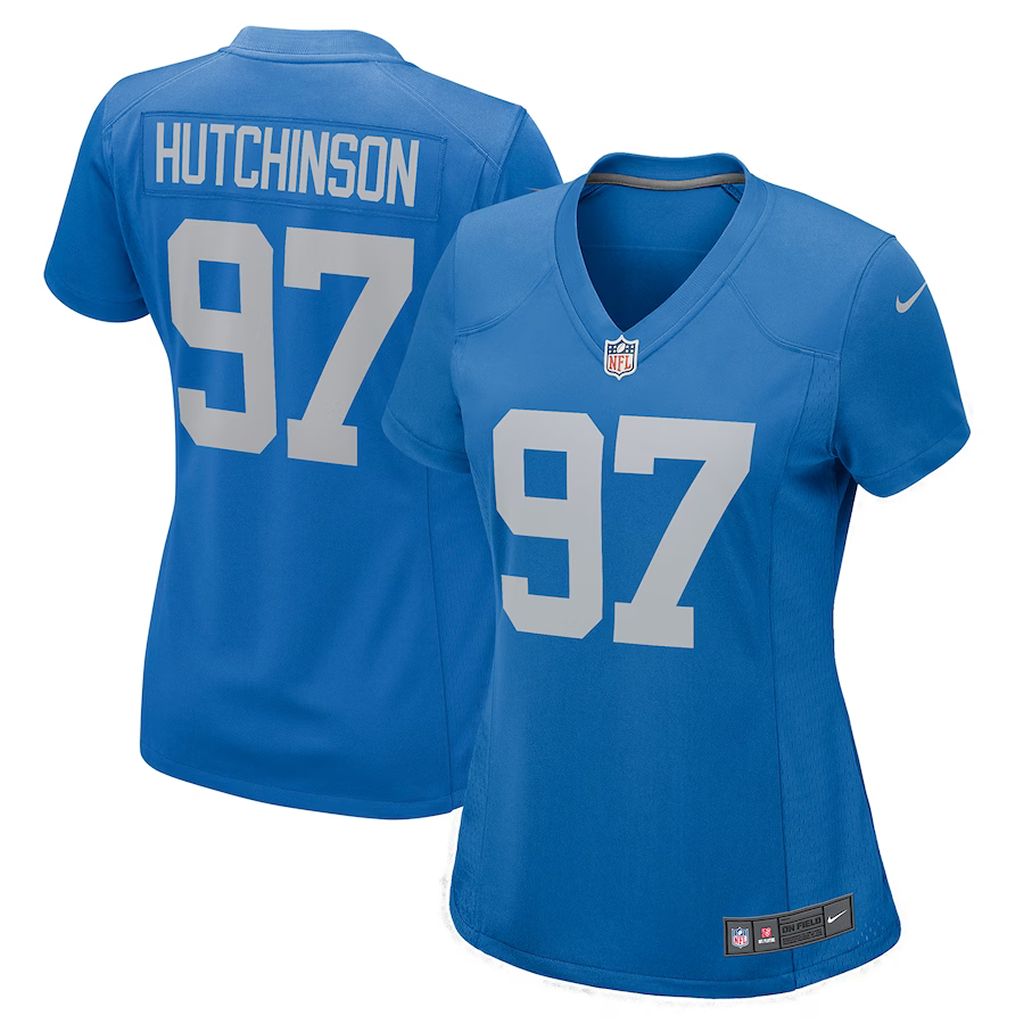 Women's Detroit Lions Aidan Hutchinson Player Jersey Blue